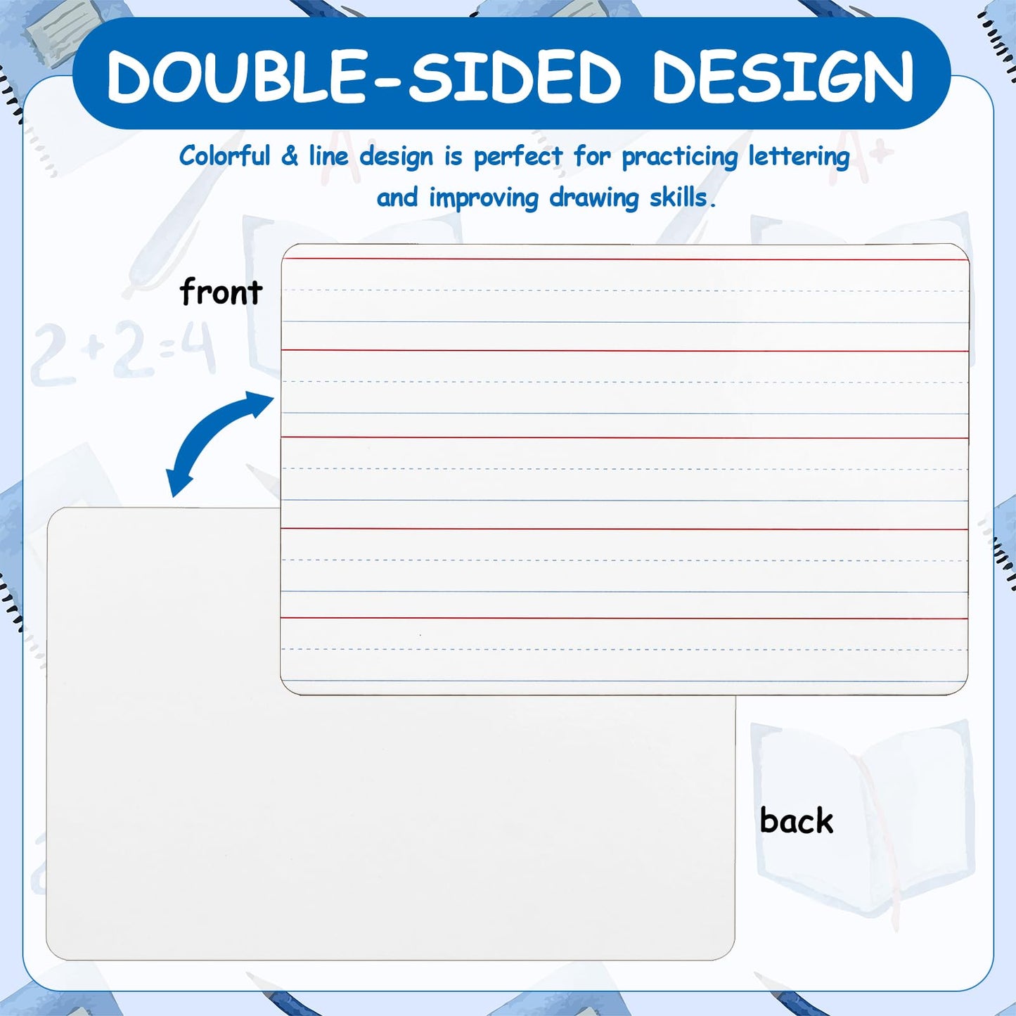 18 Pack Dry Erase Lapboards with Lines 6 x 9 inch Double Sided White Boards with 18 Black Markers 6 Erasers Small White Dry Erase Boards for Students Teacher Classroom Supplies