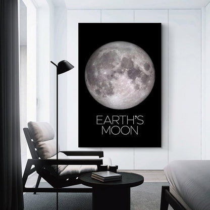 XIAOLOUTINYU Solar System Canvas Wall Art - Moon Planet Space Poster for Kids Room Bedroom Classroom, STEM Educational Astronomy Decor, Science Gift for Boys Girls Teens, 12x18 Inch Unframed