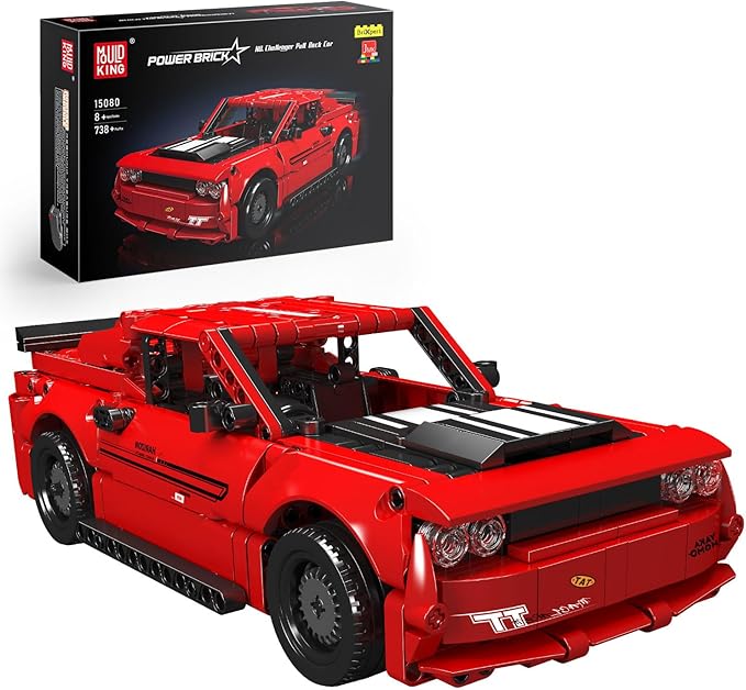 Mould King Pull Back Car Building Kits Colletible 15080 Super Car Model Scale Sports Cars Blocks Speed Champion Cars Toys Sets for Adults and Boys Girls Kids Aged 8+ (738 Pieces) ﻿