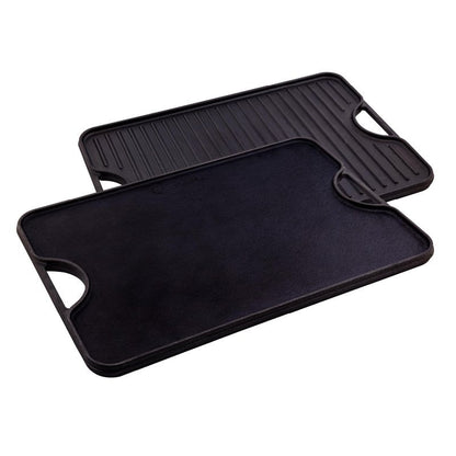 Victoria 20-by-14-Inch Rectangular Cast Iron Griddle, Preseasoned Reversible Griddle