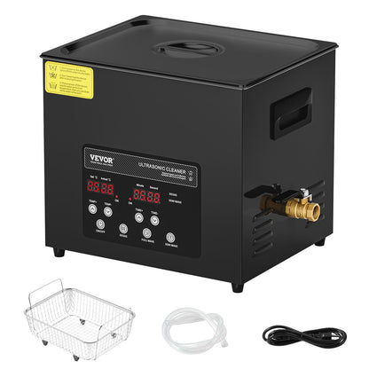VEVOR Ultrasonic Cleaner, 10L, 600W Heating Power Ultra Sonic Cleaning Machine with Gentle Mode & Upgraded Degassing, 4 PCS Transducers, 40kHz Industrial Ultrasound Cleaner for Jewelry, Beakers, Tools