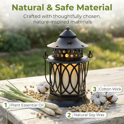Citronella Candles Outdoor, 2 Pack Lemongrass Scented Soy Wax Candles with Metal Lantern Holder, Outdoor Candle Set for Patio Garden Camping Decor, Gift Set