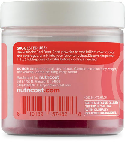 Nutricost Red Plant Based Food Coloring From Beet Root Powder (75 Servings) - Nutricolor Color Alternative For Food & Beverages