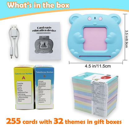 MAYAPHILOS German and English Bilingual Pocket Speech with 510 Sight Words, German Language Learning Toys for Kids, Audible Talking Flashcards, Toddlers' Sensory Preschool Educational Birthday Gifts