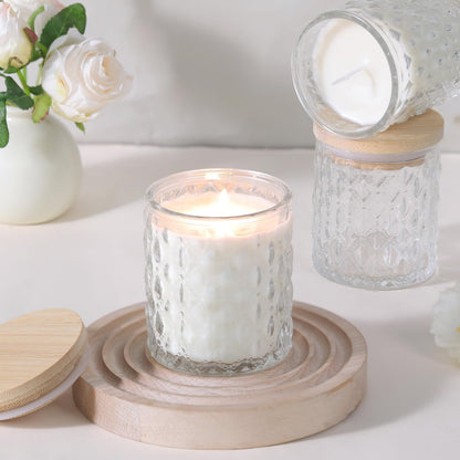 MATAHUM 8 Pack Clear Candle Jars for Making Candles, 7 OZ Empty Glass Candle Making Jars with Bamboo Lids for Candle Making Supplies, Candle Containers Vessels for Home DIY Decoration