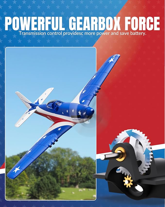 VOLANTEXRC RC Plane 4 Channel Remote Control Airplane P51d Mustang with Gyros Aileron Aerobatics 3 Modes to Fly for Adults &amp Beginners (Multi Color)