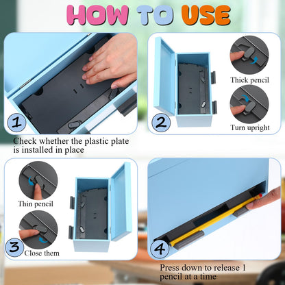 Watersay 108 Pcs Pencil Dispenser Kit for Classroom Wooden Sharp and Dull Pencil Holder 50 Pencils 50 Sharpener 6 Sticker Classroom Teacher Must Have Straw Dispenser for Back to School(Yellow)