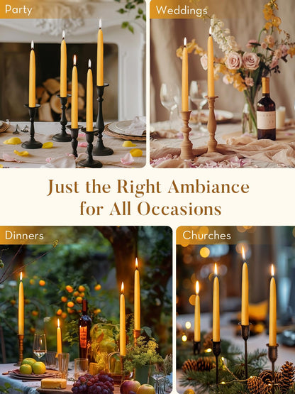 Beeswax Candle Set -96 Pack Tea Lights + 24 Pack Taper Candles + 6 Pack Pillar Candles | Unscented Dripless Smokeless Clean Burning Long Lasting Candles