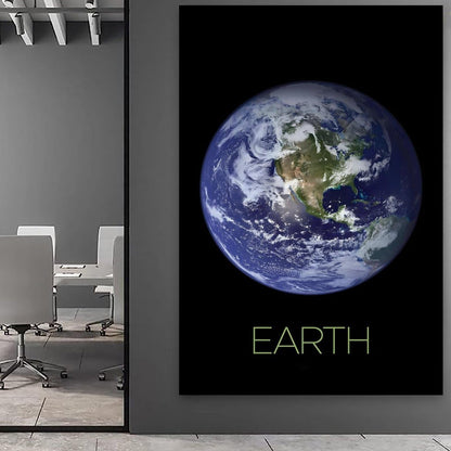 Solar System Canvas Wall Art - Earth Planet Space Poster for Kids Room Bedroom Classroom, STEM Educational Astronomy Decor, Science Gift for Boys Girls Teens, 16x24 Inch Framed