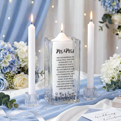Irenare Unity Candles with Holder for Wedding Ceremony Unity Candle Set Wedding Table Decorations Accessories for Formal Events Church(Glass Dome)