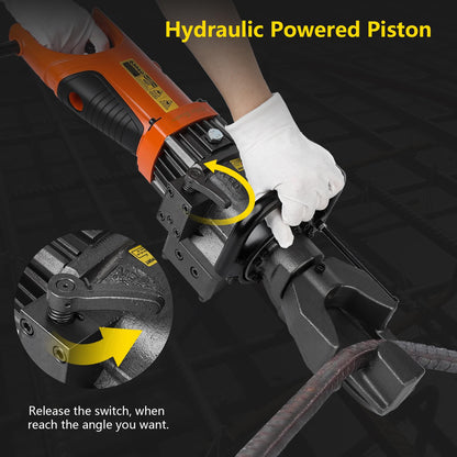 Electric Hydraulic Rebar Bender, 900W, 5/8 Inch #5 16mm Rebar Bender Tool, Hand Held Meatal Steel Copper Rod Bender Machine, Bending Angle 0-130 degree (900W 110V RB-16)
