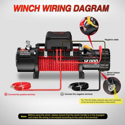 Nilight 12V Electric Winch for Jeep UTV Trailer Boat Offroad Towing ATV Winches 12000LBS IP68 Winch with Synthetic Rope Fairlead Wired Wireless Remote