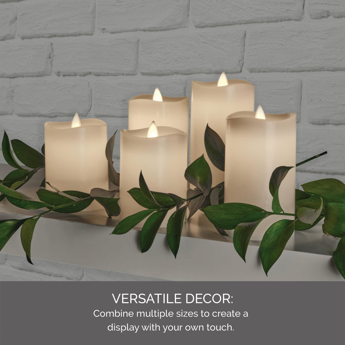 Mikasa LED Wax Pillar Candle 3 x 4 Inch White Flameless Candle with Dancing Flame Effect - Battery Operated with 5-Hour Timer for Home Decor and Table Ambiance