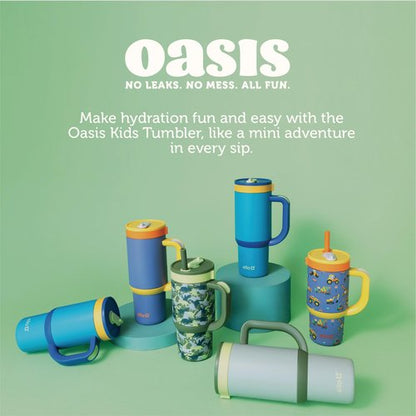 Ello Oasis 18oz Stainless Steel Kids Tumbler with Handle & Retracting Straw, 100% Leakproof, Double-Wall Vacuum Insulated, Kids Water Bottle for School, BPA Free, Dishwasher Safe, Lighthouse