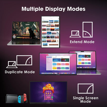 Kado Dual Portable Monitor Setup - 2-Pack 15.6" 1080p IPS Triple Monitor Extender for Laptop, 1920x1080 HDMI USB-C 180° Kickstand Built-in Speakers, Stacked Desktop Setup Office Gaming Daytrading