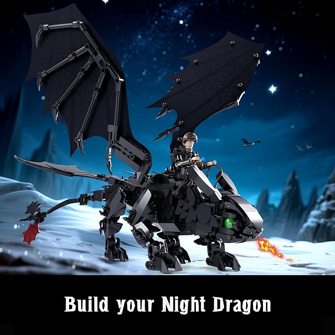 JOJO&ampPeach Night Dragon Building Sets for Boys Aged 10+ Buildable Toy Kit for Home Décor &amp Display Birthday Gift for Teens Adults Girlfriend Mom Wife(940 Pieces)