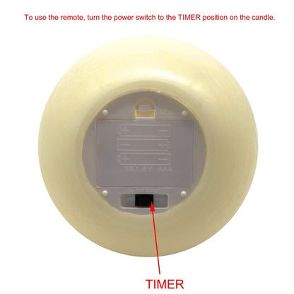CVHOMEDECO. Moon Sphere Wax LED Dancing Flame Candle Ball Battery Operated Wax LED Flameless Candle with Timer and Remote Control, Dia. 6 X H 5 Inch, Cream