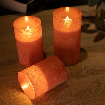 Mingfuxin Flameless Candles with Remote, Orange Candles Battery Operated with Timer, LED Candle for Mantel Bedroom Coffee Table Halloween Decorations