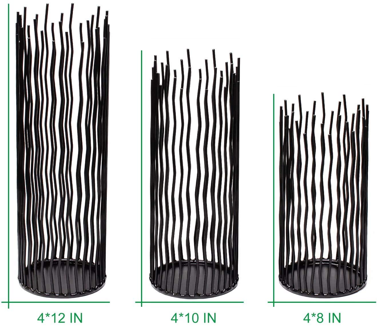 Set of 3 Metal Iron Candle Holder, Black Candlestick Modern Table Centerpiece for Indoor & Outdoor Decor, Dining Room, Home Decoration