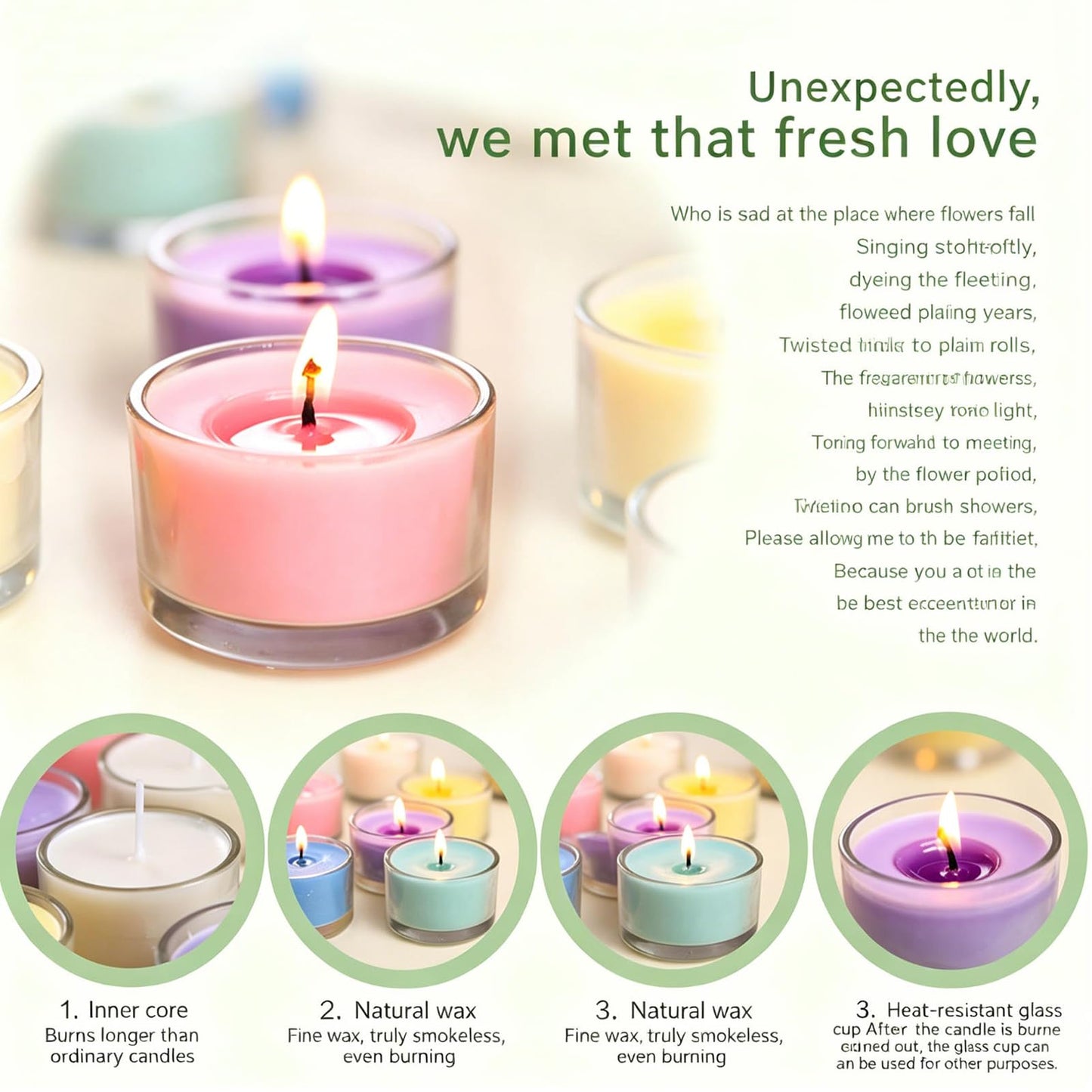 7–8 Hour Long-Burning Scented Tea Lights (6-Pack) — Assorted Scented Candles in Glass Cups | Smokeless & Aromatic — Ideal for Home, Weddings, Parties, and Gifting (Red)