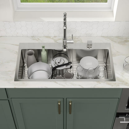 Logmey 36 Inch Drop In Kitchen Sink 36x19 Large Handmade Stainless Steel Sinks 16 Gauge Round Corner Topmount Single Bowl Kitchen Sinks 36x19x9 Inche