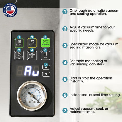 Vesta Precision 12” Chamber Vacuum Sealer, Smart Auto Vacuum Time, Easy-to-Clean System, Commercial-Grade Pump, Deep Chamber for Liquids, Meats, Mason Jars & Sous Vide, V553