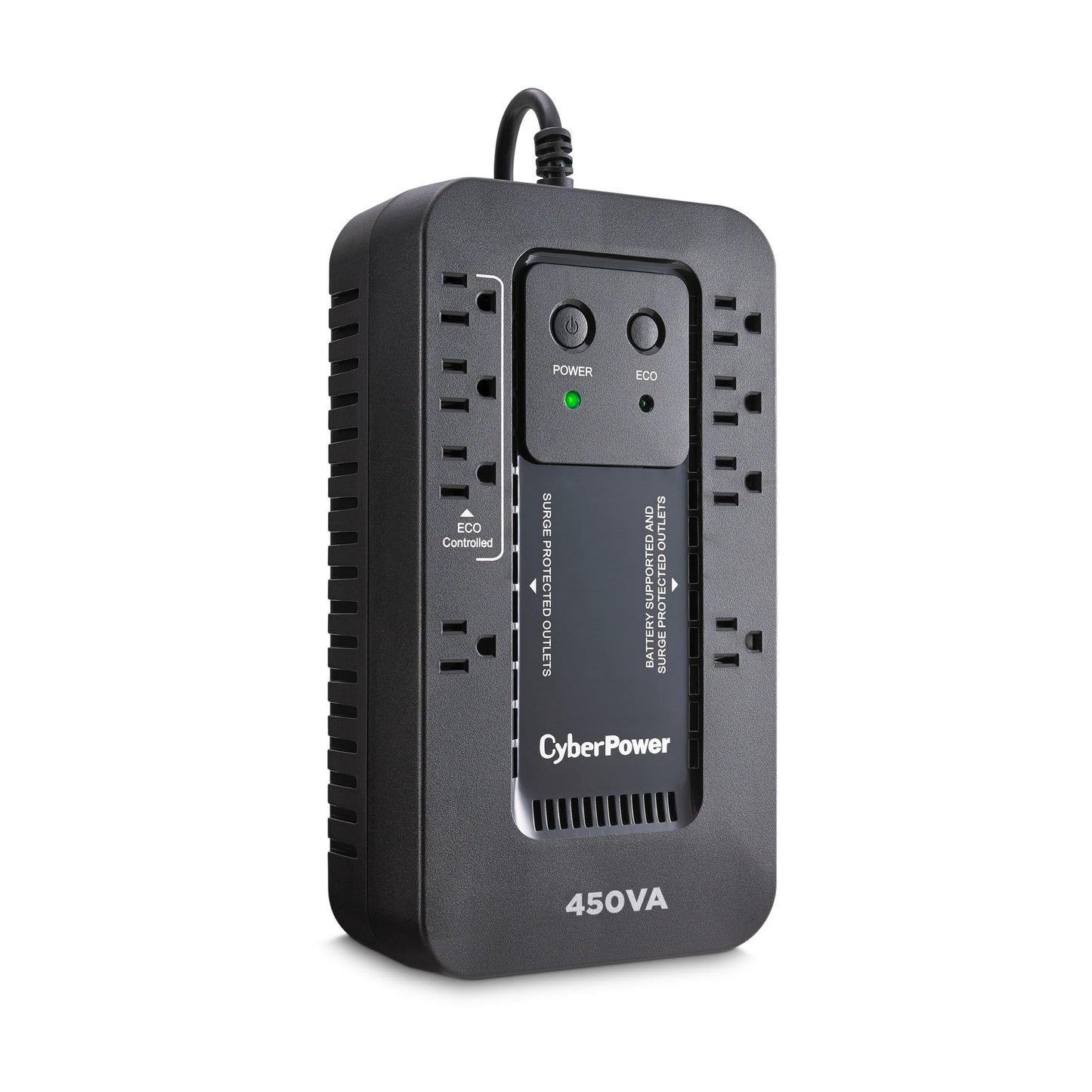 CyberPower EC450G Ecologic Battery Backup & Surge Protector UPS System, 450VA/260W, 8 Outlets, ECO Mode, Compact Uninterruptible Power Supply