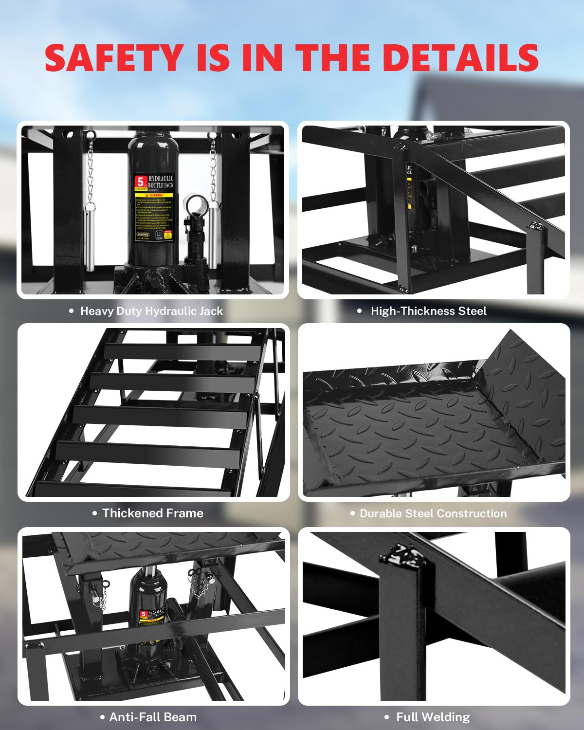 Hydraulic Car Ramps, 5T 11000lbs Low Pro-File Car Lift Service Ramps, Heavy Duty Steel Hydraulic Vehicle Ramps for Car Truck Trailer Garage Repair - 2 Pack