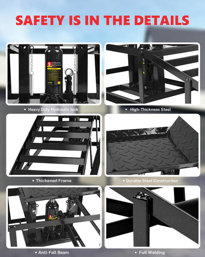 Hydraulic Car Ramps, 5T 11000lbs Low Pro-File Car Lift Service Ramps, Heavy Duty Steel Hydraulic Vehicle Ramps for Car Truck Trailer Garage Repair - 2 Pack