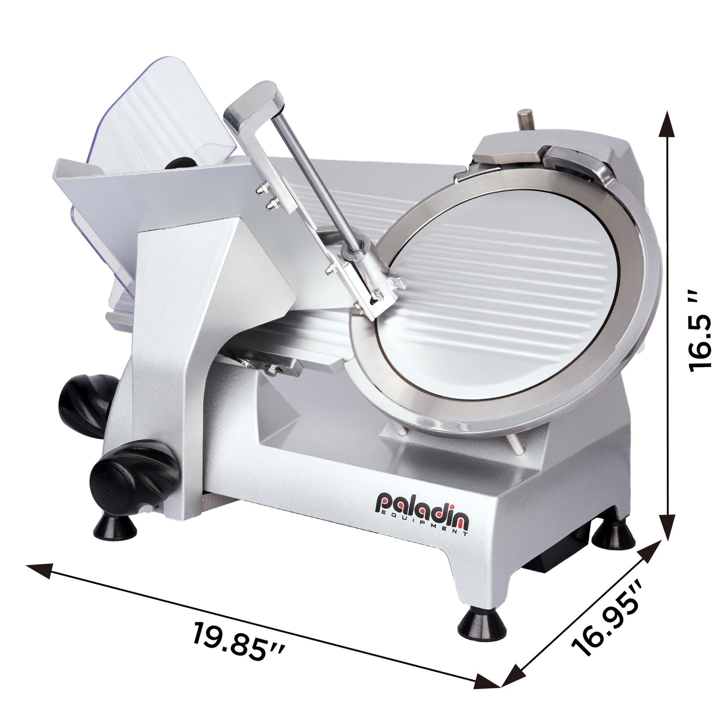 Paladin Equipment 10" Electric Meat Slicer, 1/3 HP Deli Slicer with Italian Carbon Steel Blade, Lunch Food, Semi-frozen Meat, Cheese Cutter, Adjustable Slicing Thickness for Commercial and Home Use