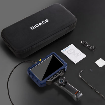 NIDAGE Two-Way Articulating Endoscope Camera with Light 7'' IPS Borescope with Articulated Snake Head and 5.3FT Cable 1080P Waterproof Industrial Inspection Camera for Auto Mechanics Wall
