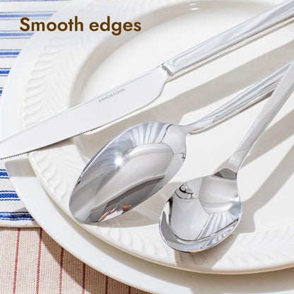 KINGSTONE Silverware Set, 40-Piece Flatware Cutlery Set Premium Stainless Steel, Service for 8, for Kitchen, Home, Wedding, Party, Mirror Polished and Dishwasher Safe