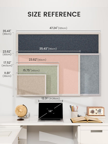 Fluxynara Foldable Cork Board Alternative, Felt Bulletin Board 35.4" x 23.6" Black Frame with 24 Adhesive Tabs, Pin Board for Home Office, Classroom, Entryway, Kitchen Wall Decor—Black