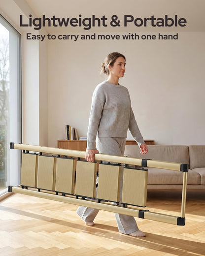 GameGem 6 Step Ladder for 12 Feet High Ceiling, Lightweight Aluminum Folding Step Stool with Convenient Handgrip, Stepladders with Anti-Slip and Wide Pedal for Home Use Space Saving - Gold