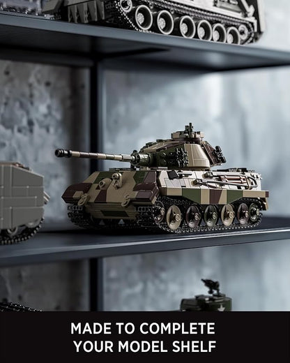 Nifeliz King Tiger Tank Building Set WW2 Military Tank Model Toy for Adults Collectible Army Display Piece and Gift for Enthusiasts (1267 PCS NF10315)