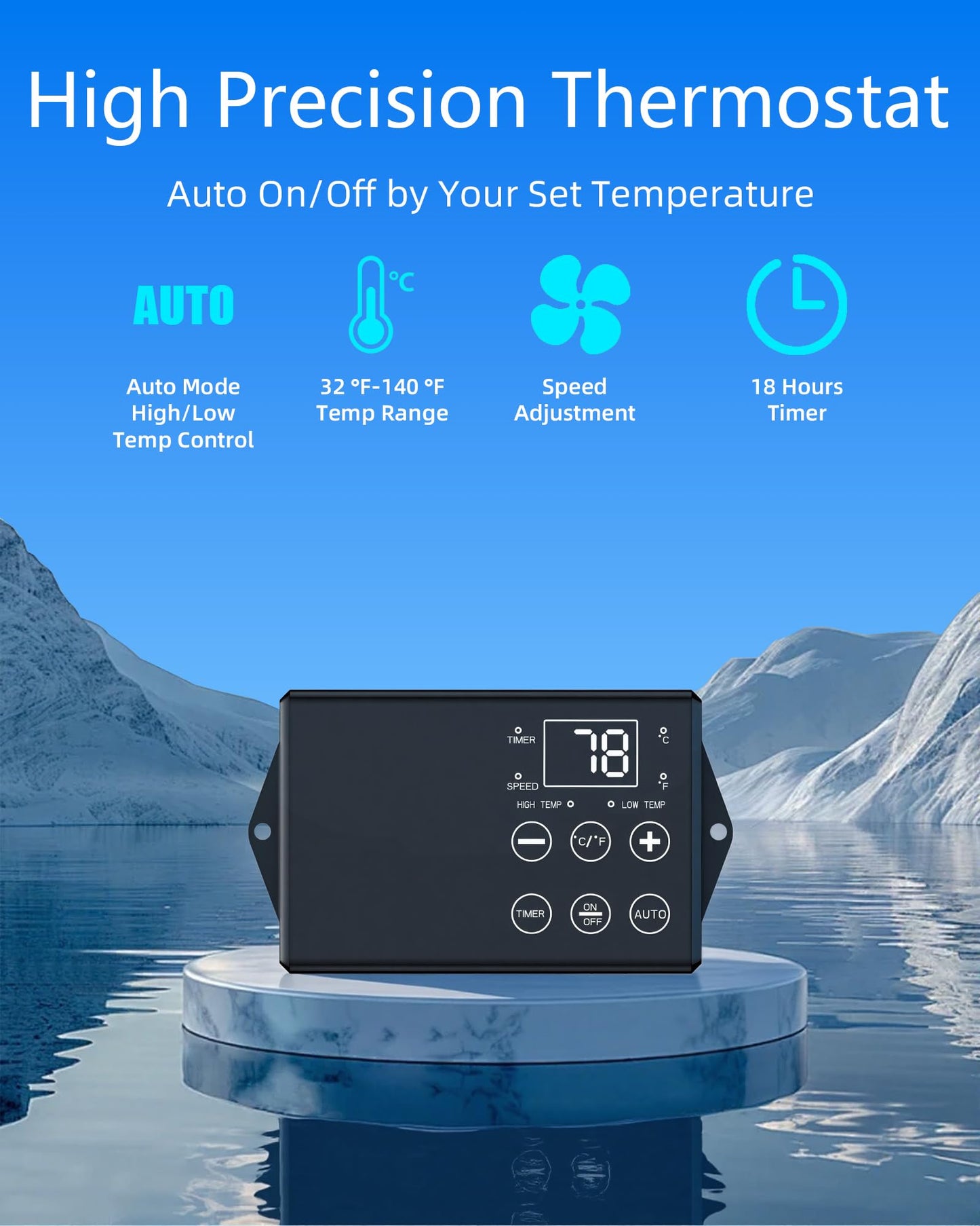 Ehiair 15" Attic Fan with Thermostat & Remote Control, 1800 CFM Gable Vent Exhaust Fan, Auto On/Off Based on Temperature, 2500 Sq Ft Coverage, 70W, 3 Speeds, 18-Hour Timer, Plug-and-Play