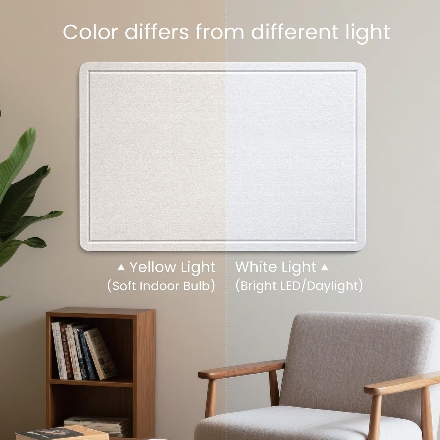 Lightomorrow Large Bulletin Board, 48 x 36 Inches Cork Board Alternative Decorative Felt Pin Board with Safe Removable Adhesives & 20 Push Pins for Home Office Classroom Walls-Creamy White