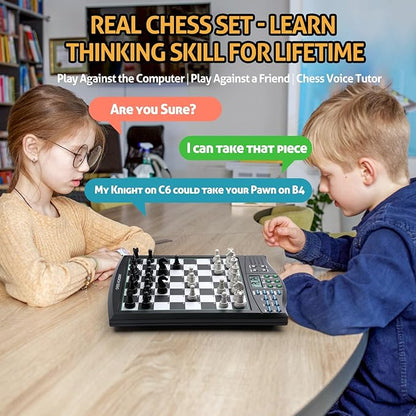 Talking Chess Academy with Voice Teaching System Electronic Chess Set with Strong Magnetic Pieces Electronic Chess Board with Rating ELO 2000 Smart Chess Board Great for Brain Training