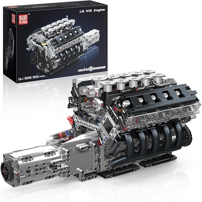 Mould King LR V10 Engine Model Kit for Adults 1834 Pcs Engine Kits That Runs DIY Mechanical Building Set for 14+ 10250 STEM Educational Toy Car Motor