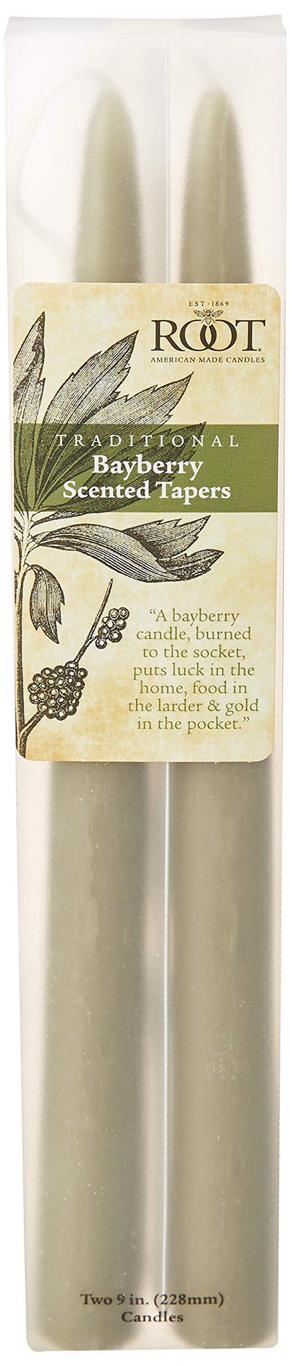 Root Candles Scented Tapers Double-Hung Beeswax Blend Smooth Hand-Dipped Taper Candles, 9-Inch, Bayberry, 2-Count