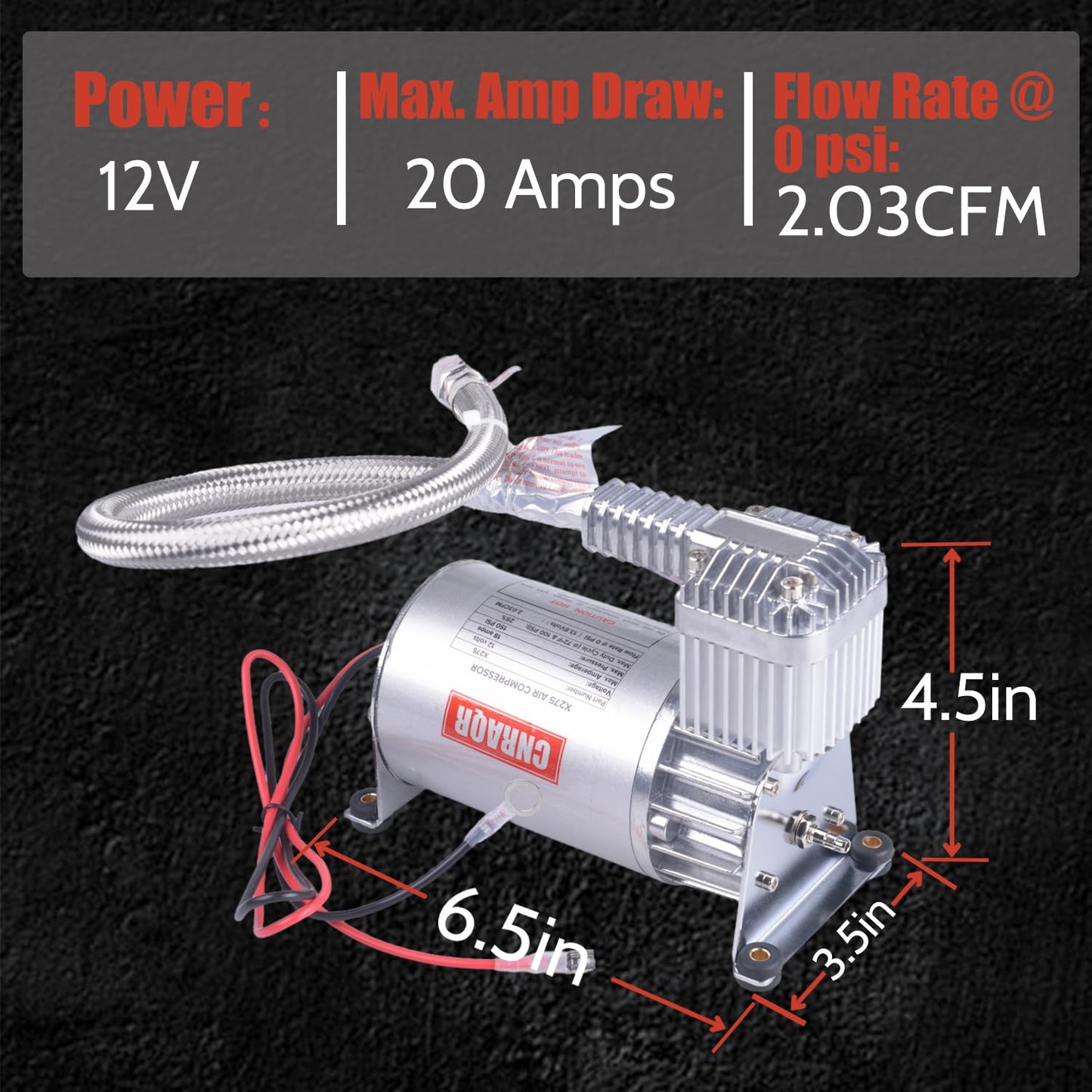CNRAQR 150 PSI Air Compressor with 1.6 Gallon 200 PSI Air Tank Aluminum Air Compressor Onboard System 12V 1/4NPT for Train Truck Trailer Train Auto Air Lift Suspension Heavy Duty Air Horn Compressor