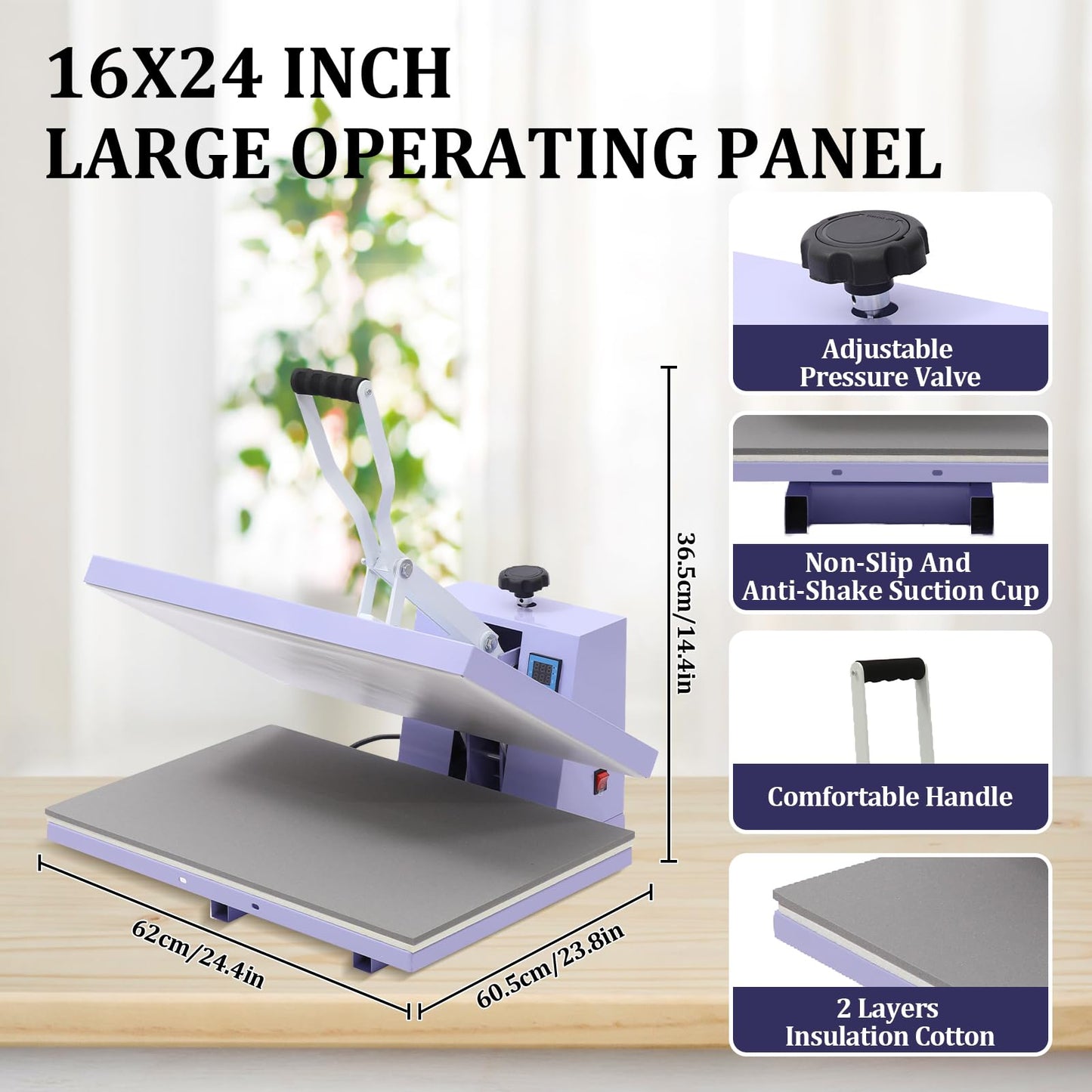 GarveeLife 16x24 in Heat Press Machine, Large Operating Panel T-Shirts Heat Press, Fast Heating, Digital Sublimation Printer High Pressure Heat Press Machine for Clothes Canvas Bags Pillows Placemats
