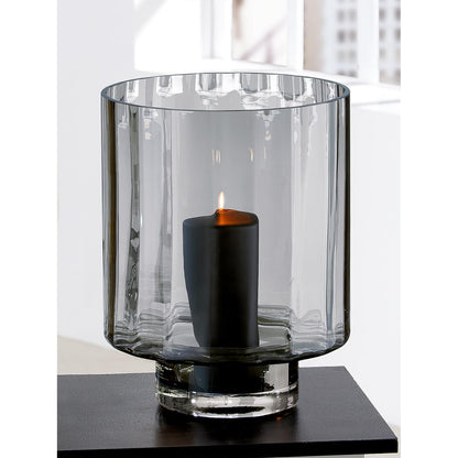 Gilde Novus Tea Light Holder, Glass, Anthracite, Handmade, Diameter 27.5 x 35 cm