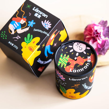 Lamron Cashmere Wood Chestnut Candle - Cozy Winter Scented Candles for Home, 7.1oz Premium Coconut Wax with Cute Art, 45H Long Burn, Warm Aesthetic Home Decor Gift