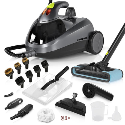 GOATCLEAN Heavy-Duty Steam Cleaner - 1500W Multipurpose Handheld Floor Steamer with 22 Accessories 16ft Cord for Home, Car Detailing, Tile, Grout, Wallpaper, Upholstery, Window, Deep Cleaning