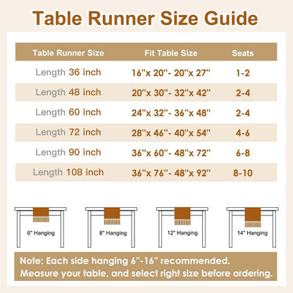 OTOSTAR Boho Table Runner with Tassels 48 Inches Long Farmhouse Rustic Table Runner Macrame Burlap Table Decoration for Home Decor Living Room Bridal Shower, Double Striped (12x48 Inches)