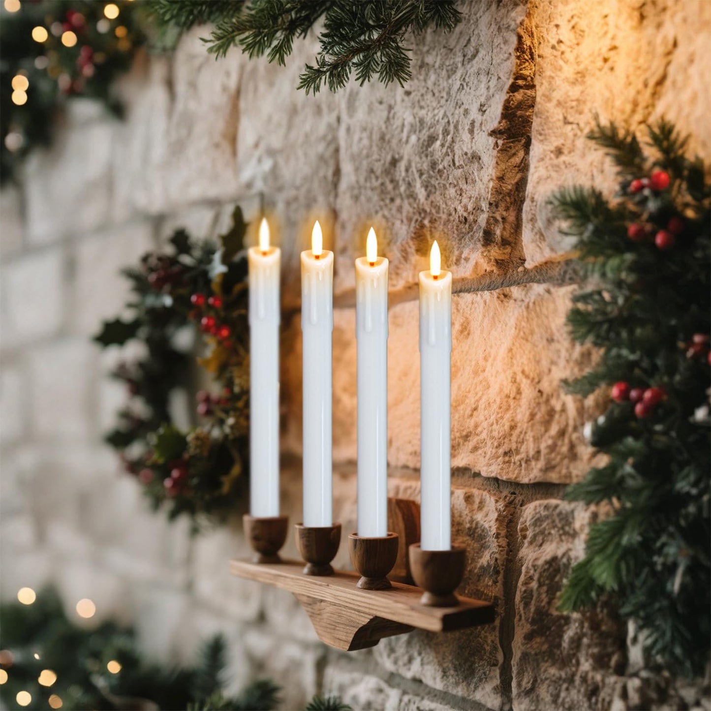 DRomance Dripping Flameless Taper Candles Flickering with Remote and Timer Battery Operated LED Taper Candle Real Wax 3D Wick Dinner Wedding Christmas Holiday Indoor Decor(6 Pack White, 0.78" x 9.7")
