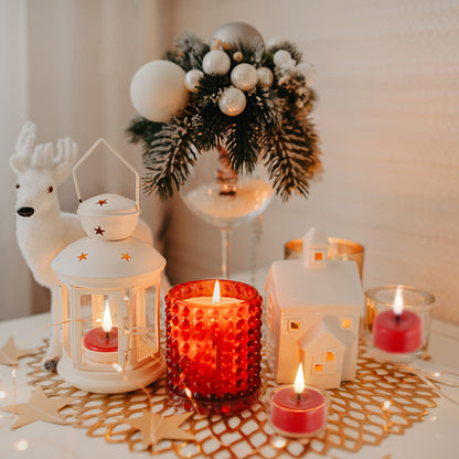 Eywamage Red Flameless Tealights with Remote Batteries, Flickering Real Wax LED Tea Votive Candles Proposal Decor Set of 10