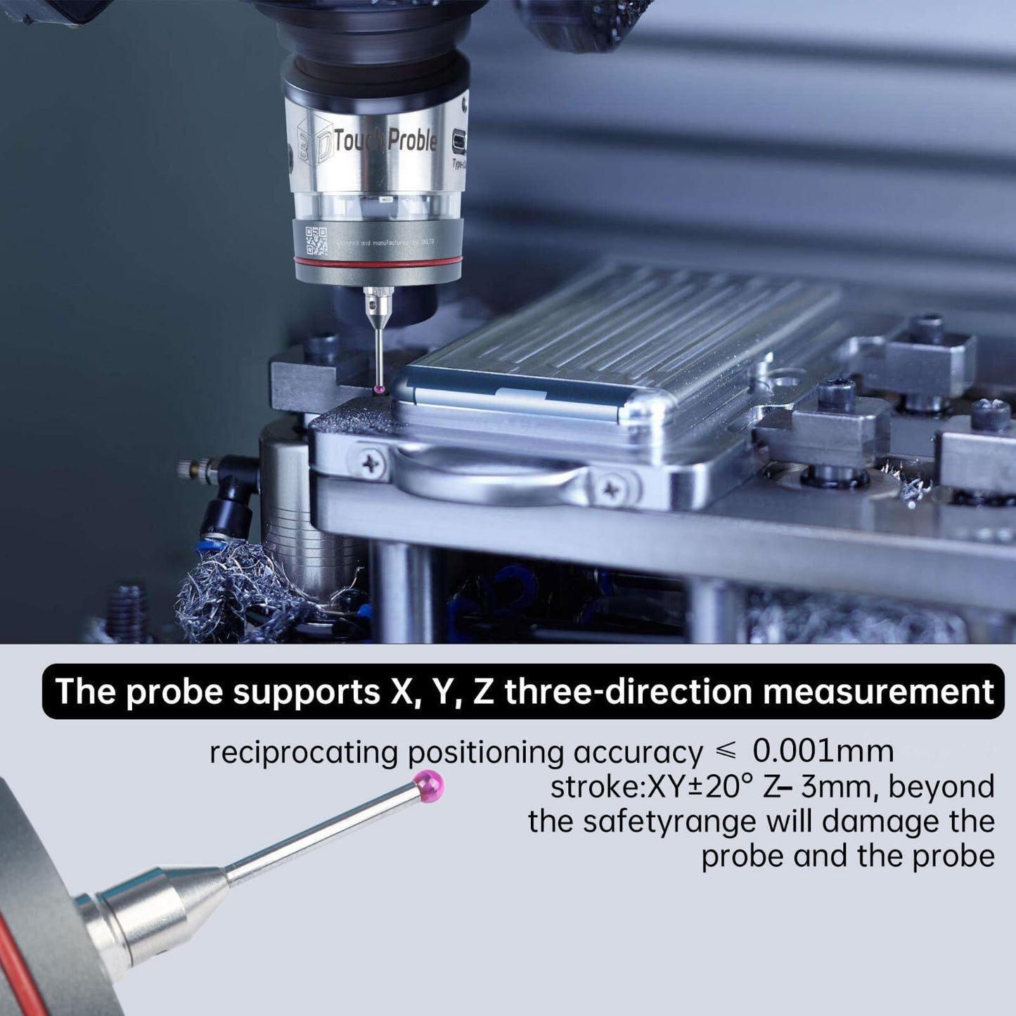 CNCTOPBAOS High Precision 3D Edge Finder 0.001mm NO,Waterproof CNC Machining Center Trigger Touch Probe,Milling Machine Automatic Find Center Position Locator,XYZ Coordinate Tool Setter Measuring+Tip