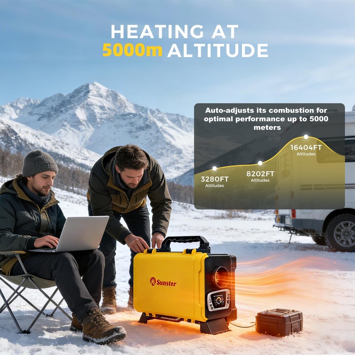 HTB1 8KW Diesel Air Heater, 6L Toolbox Compact Diesel Heater 12V/110V Fast Heating with App Control, 5500M Adaptive Plateau, Internal Circulation Heating and No Ticking Sound for RV Trailer Camper Van